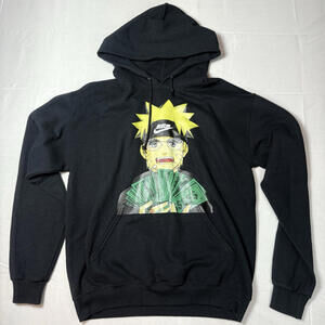 NARUTO Ninja Money Hoodie Graphic Anime Manga Black Unisex Medium